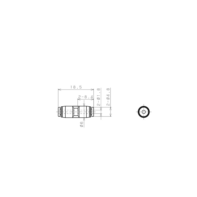 Đầu Nối Nhanh Khí Nén Dạng Thẳng Pisco PU180MW_drawing