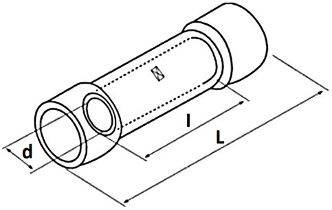 Đầu Cosse Nối Thẳng Cách Điện Màu Xanh Dương KST 2 mm2 BNYTF2_drawing