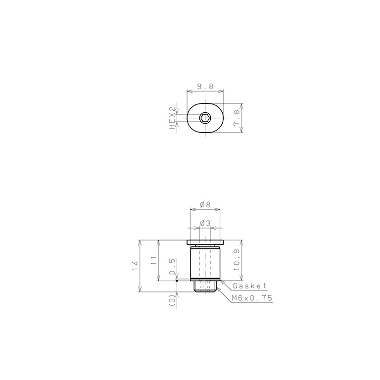 Đầu Nối Nhanh Khí Nén Dạng Thẳng Pisco PCC3-M6MW_drawing