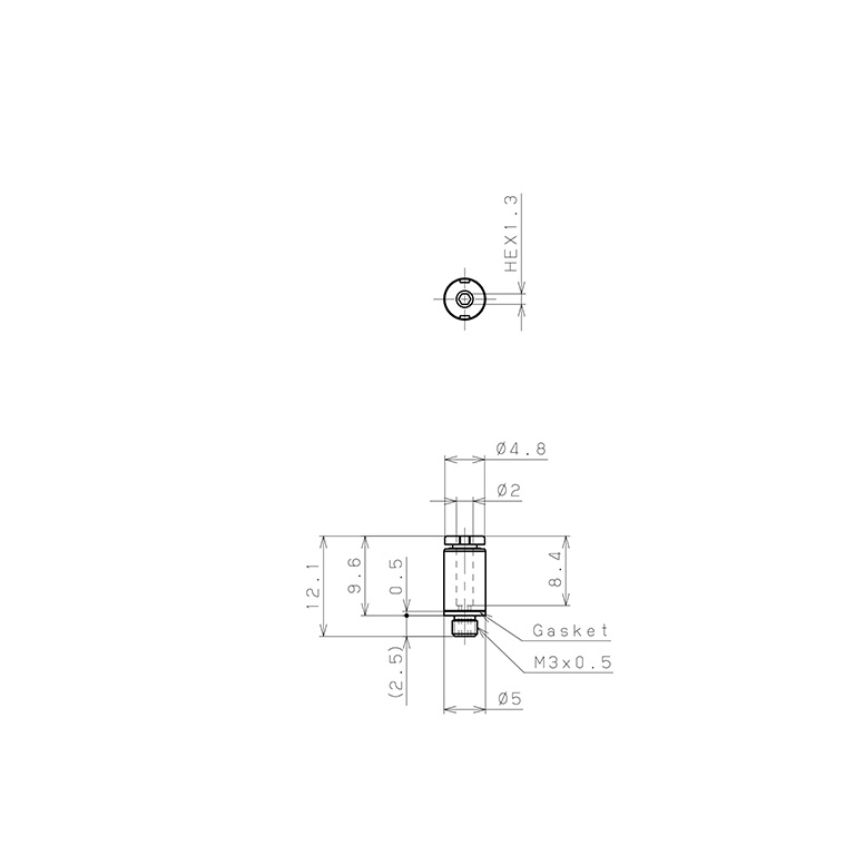 Đầu Nối Nhanh Khí Nén Dạng Thẳng Ren Ngoài Pisco POC2-M3MW_drawing