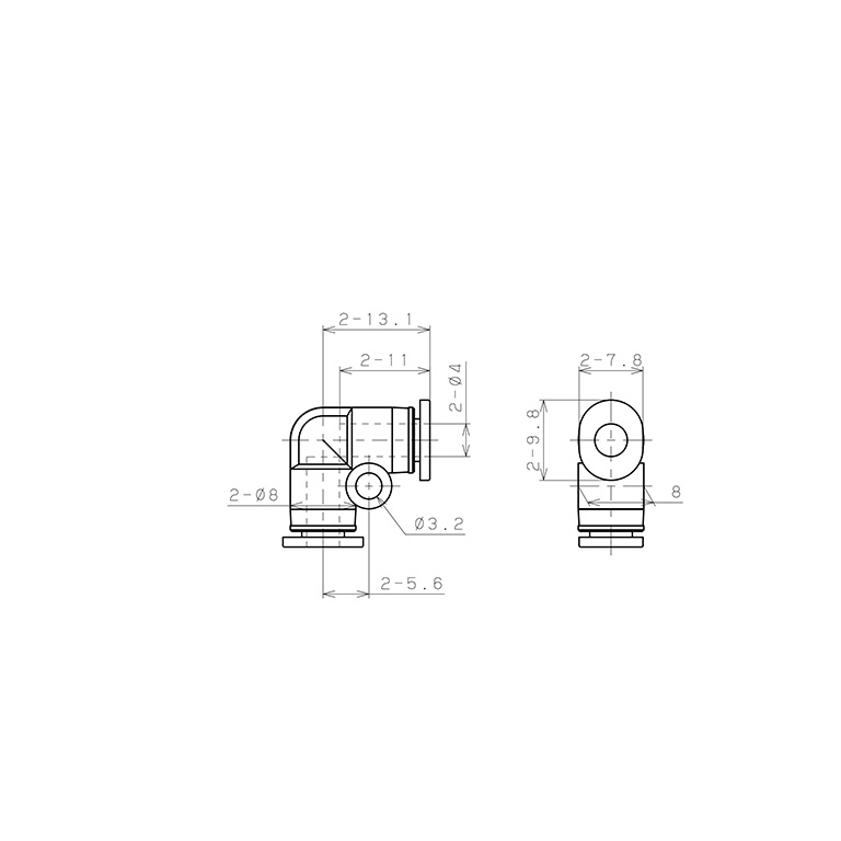 Đầu Nối Nhanh Khí Nén Cong 90° Pisco PV4M-C_drawing