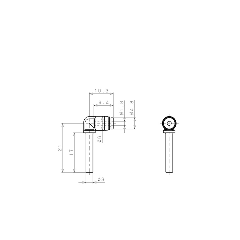 Đầu Nối Nhanh Khí Nén Giữa Ống Khí Và Fitting Dạng Nối Giảm Cong 90° Pisco PLGJ3-180M_drawing