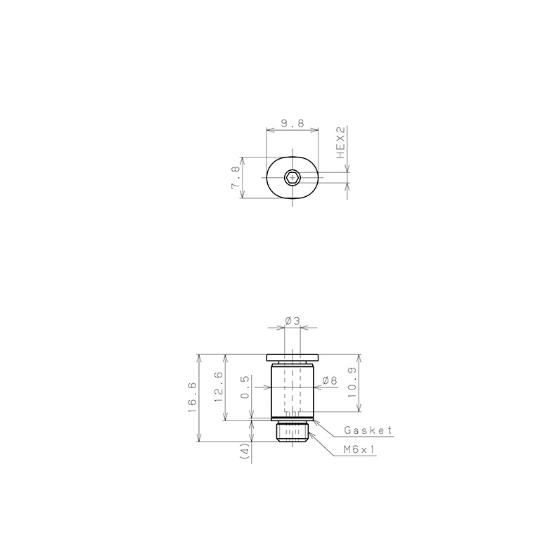 Đầu Nối Nhanh Khí Nén Dạng Thẳng Ren Ngoài Pisco POC3-M6M-C_drawing