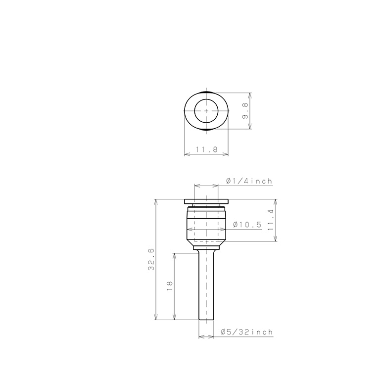 Đầu Nối Nhanh Khí Nén Giữa Ống Khí Và Fitting Dạng Nối Giảm Pisco PGJ5/32-1/4MW_drawing