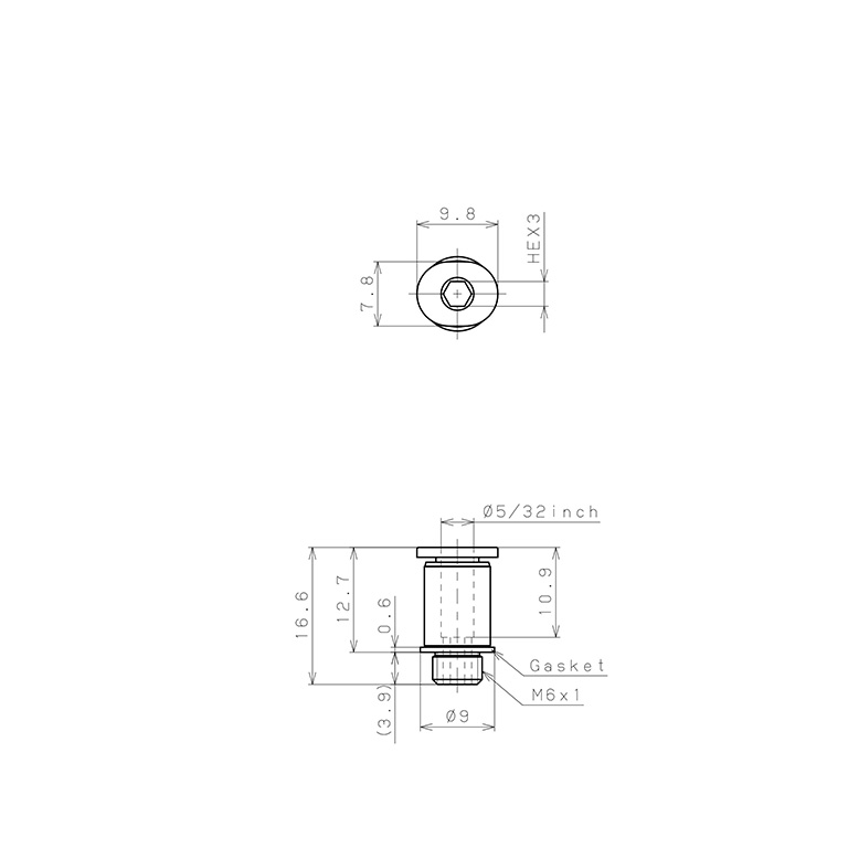 Đầu Nối Nhanh Khí Nén Dạng Thẳng Ren Ngoài Pisco POC5/32-M6M_drawing