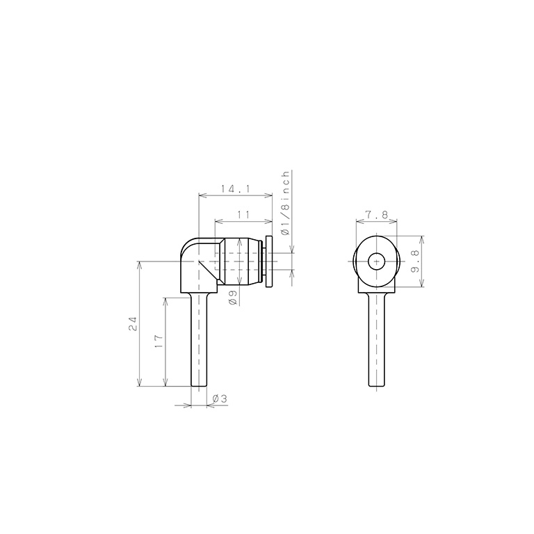 Đầu Nối Nhanh Khí Nén Giữa Ống Khí Và Fitting Dạng Nối Giảm Cong 90° Pisco PLGJ3-1/8M_drawing