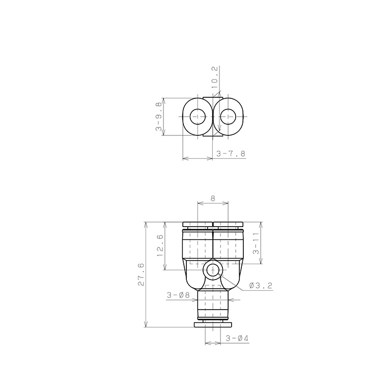 Đầu Nối Nhanh Khí Nén Chữ Y Pisco PY4M_drawing