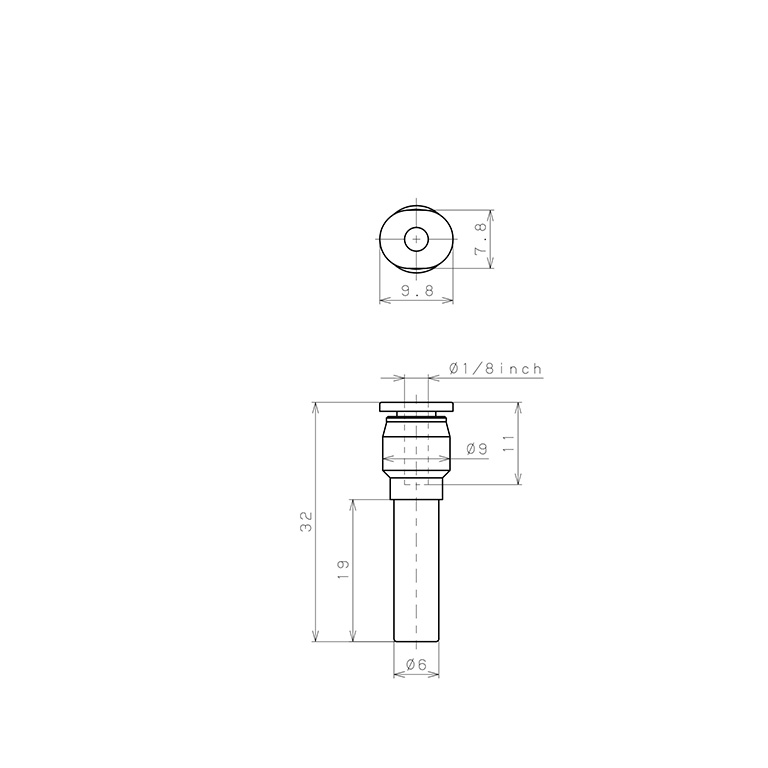 Đầu Nối Nhanh Khí Nén Giữa Ống Khí Và Fitting Dạng Nối Giảm Pisco PGJ6-1/8M_drawing