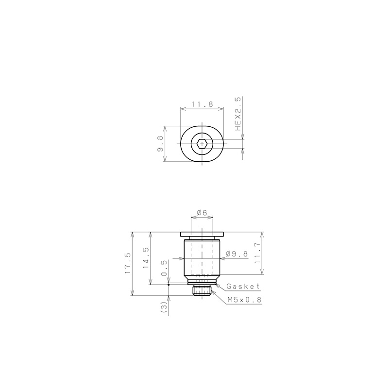 Đầu Nối Nhanh Khí Nén Dạng Thẳng Ren Ngoài Pisco POC6-M5MW_drawing