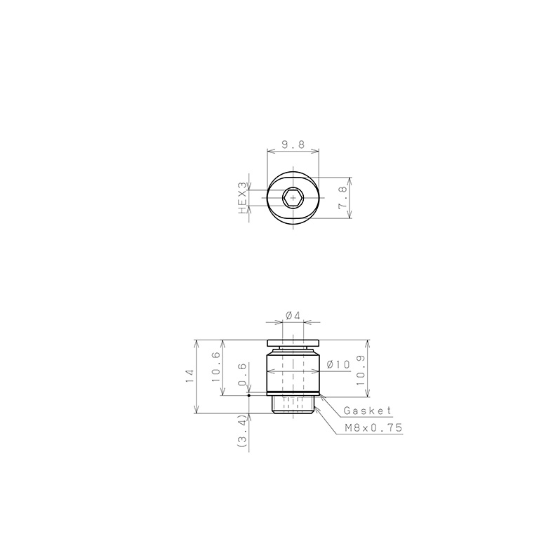 Đầu Nối Nhanh Khí Nén Dạng Thẳng Pisco PCC4-M8M-C_drawing
