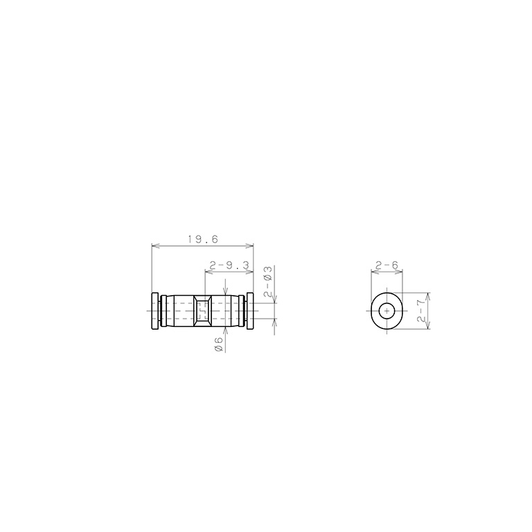 Đầu Nối Nhanh Khí Nén Dạng Thẳng Pisco PU3M_drawing