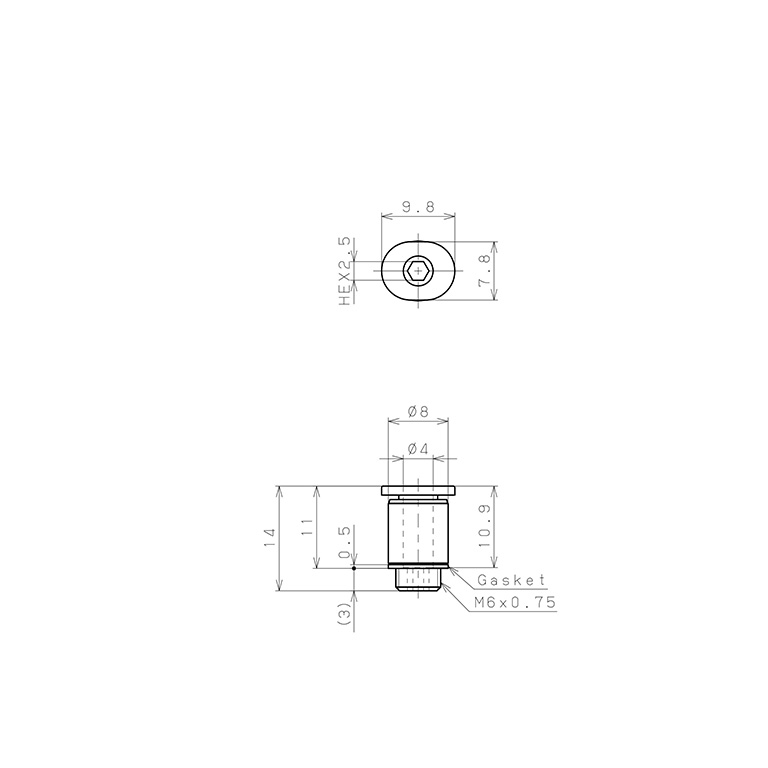Đầu Nối Nhanh Khí Nén Dạng Thẳng Pisco PCC4-M6MW_drawing