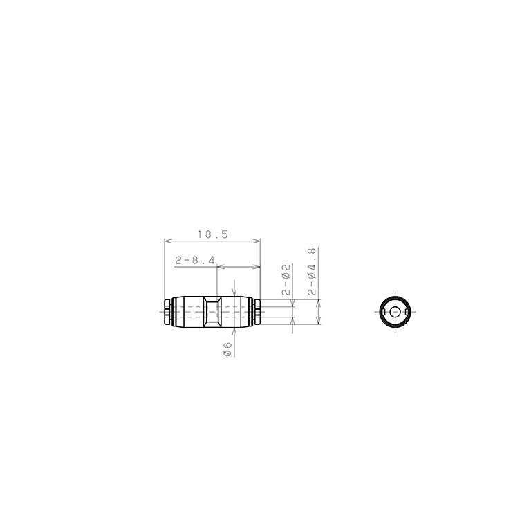Đầu Nối Nhanh Khí Nén Dạng Thẳng Pisco PU2MW_drawing