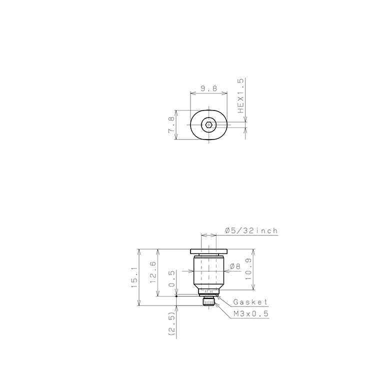 Đầu Nối Nhanh Khí Nén Dạng Thẳng Ren Ngoài Pisco POC5/32-M3M_drawing