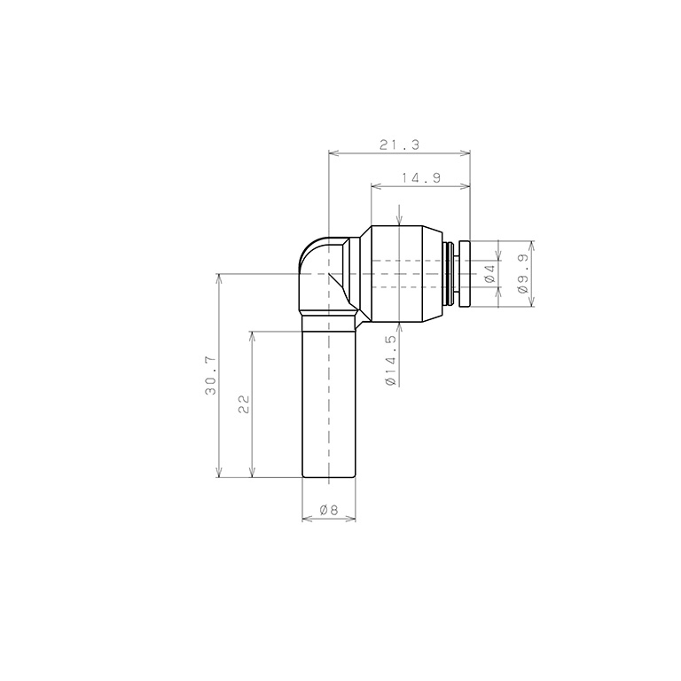Đầu Nối Nhanh Khí Nén Giữa Ống Khí Và Fitting Dạng Nối Giảm Cong 90° Pisco PLGJ8-4W-C_drawing