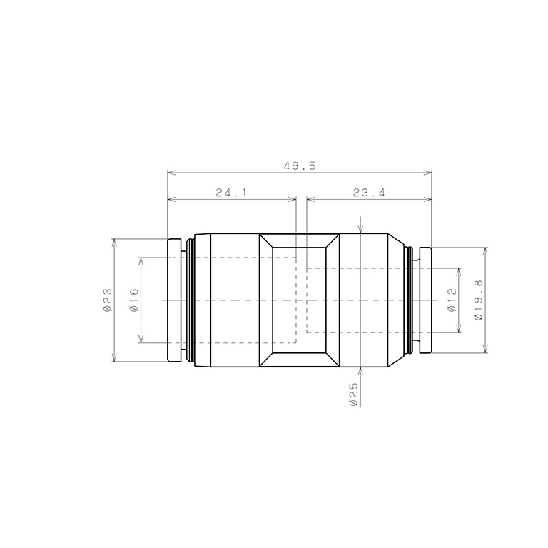 Đầu Nối Nhanh Khí Nén Dạng Nối Giẩm Pisco PG16-12-UC_drawing