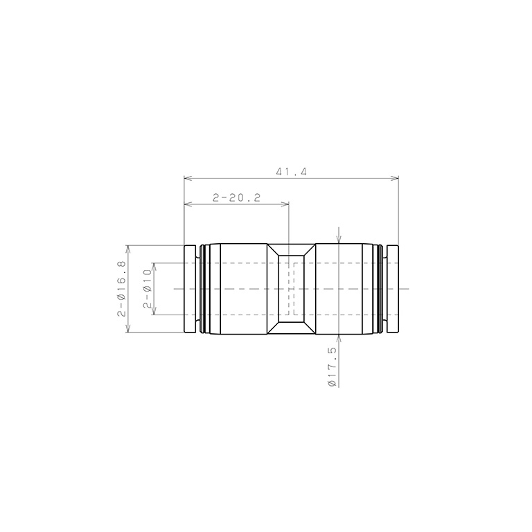 Đầu Nối Nhanh Khí Nén Dạng Thẳng Pisco PU10-UC_drawing