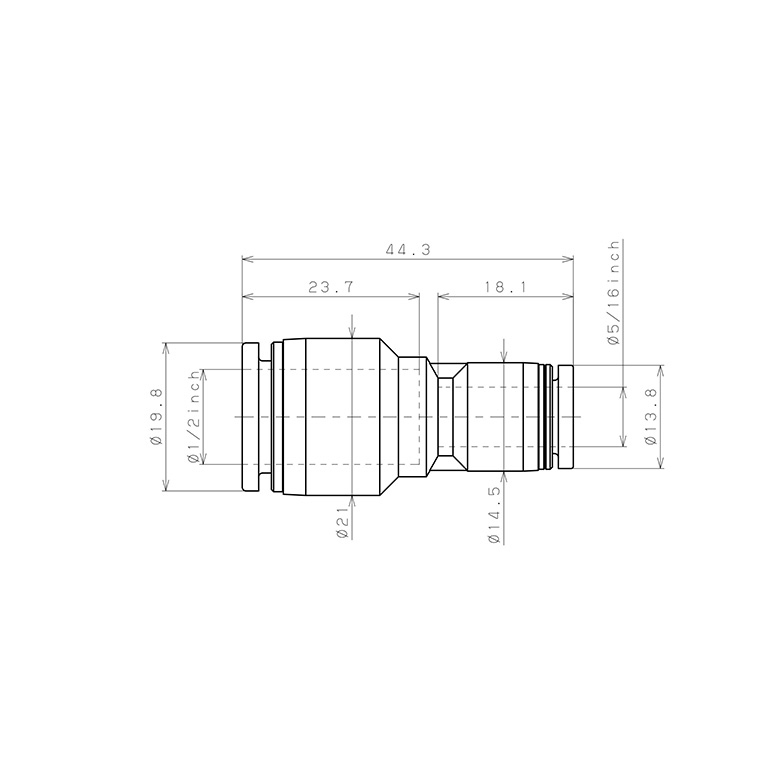 Đầu Nối Nhanh Khí Nén Dạng Nối Giẩm Pisco PG1/2-5/16W_drawing