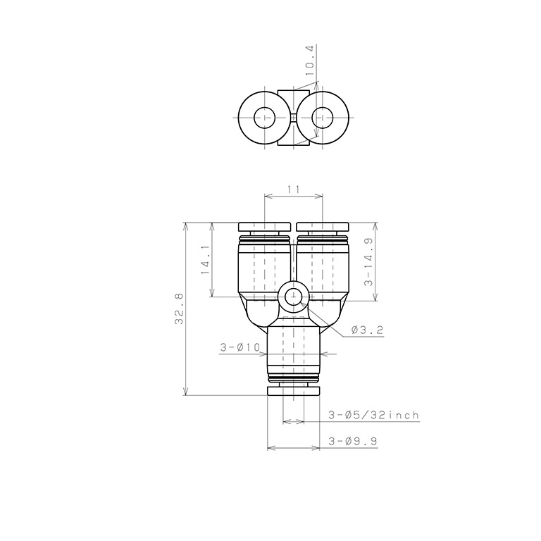 Đầu Nối Nhanh Khí Nén Chữ Y Pisco PY5/32_drawing