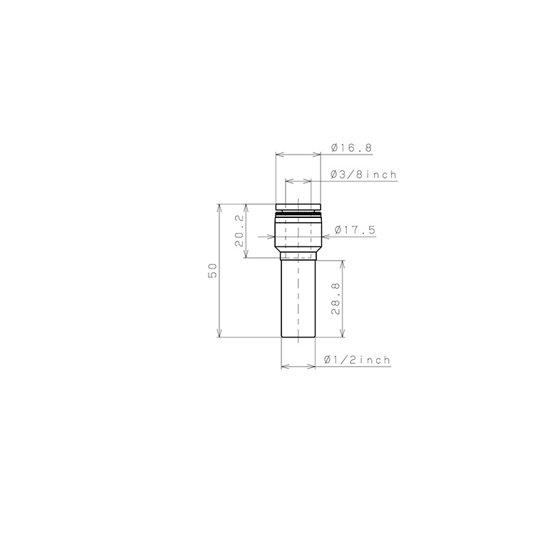 Đầu Nối Nhanh Khí Nén Giữa Ống Khí Và Fitting Dạng Nối Giảm Pisco PGJ1/2-3/8W_drawing