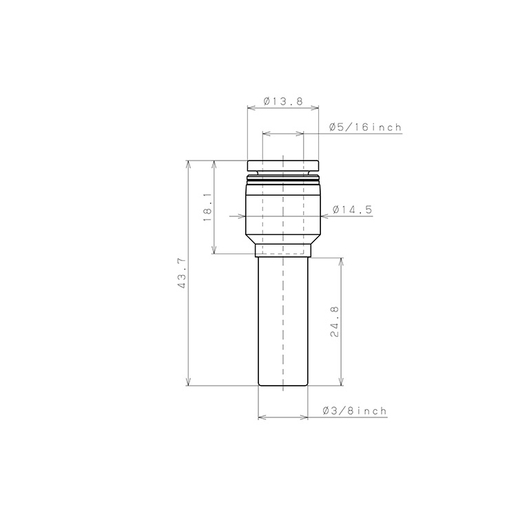 Đầu Nối Nhanh Khí Nén Giữa Ống Khí Và Fitting Dạng Nối Giảm Pisco PGJ3/8-5/16_drawing