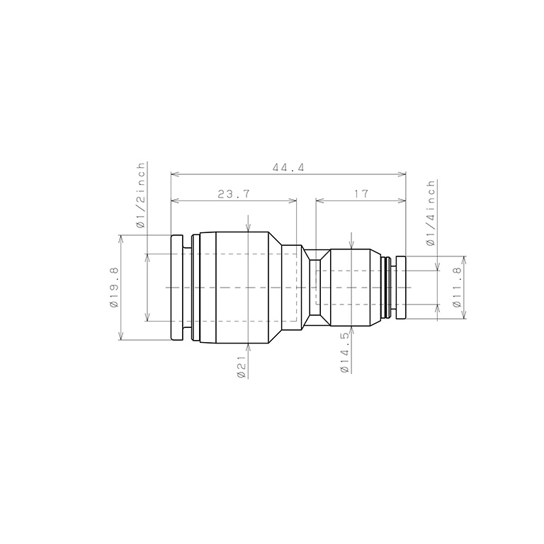Đầu Nối Nhanh Khí Nén Dạng Nối Giẩm Pisco PG1/2-1/4-C_drawing