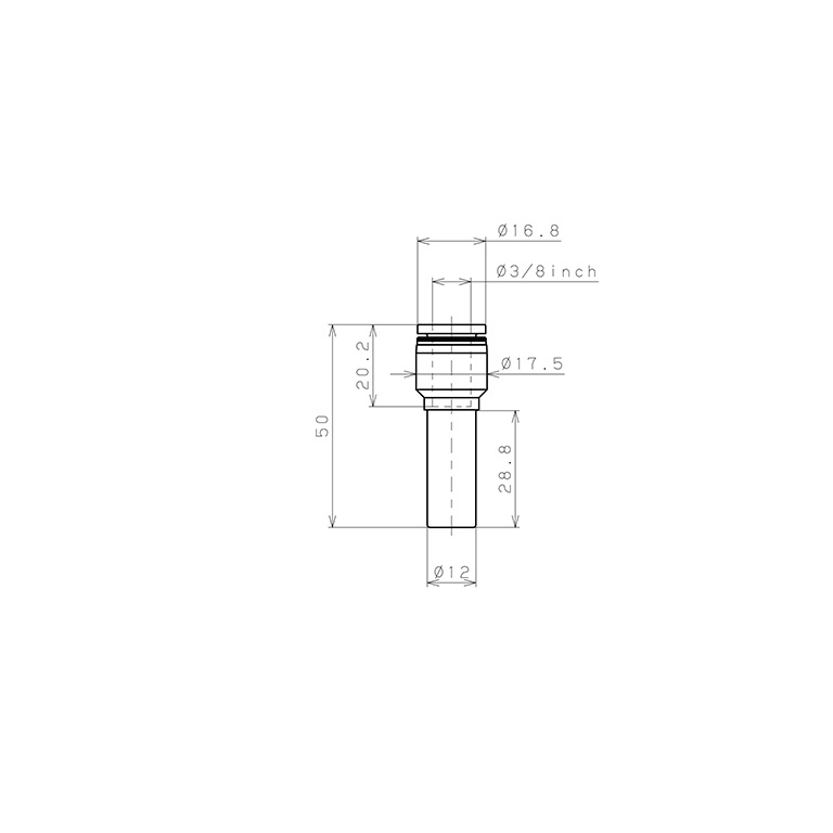 Đầu Nối Nhanh Khí Nén Giữa Ống Khí Và Fitting Dạng Nối Giảm Pisco PGJ12-3/8-UC_drawing