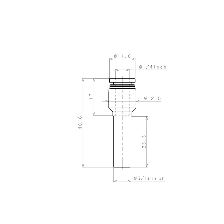 Đầu Nối Nhanh Khí Nén Giữa Ống Khí Và Fitting Dạng Nối Giảm Pisco PGJ5/16-1/4W_drawing