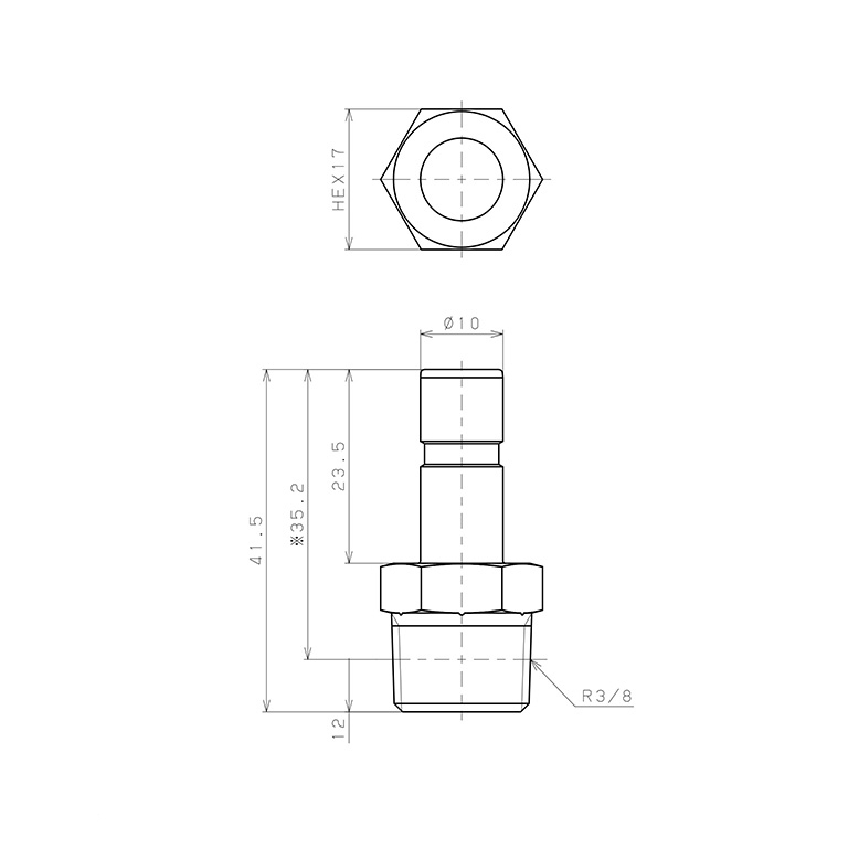 Đầu Nối Ren Đực Và Fitting Pisco PTJ10-03_drawing