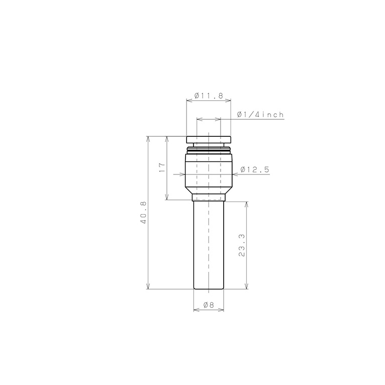 Đầu Nối Nhanh Khí Nén Giữa Ống Khí Và Fitting Dạng Nối Giảm Pisco PGJ8-1/4W_drawing