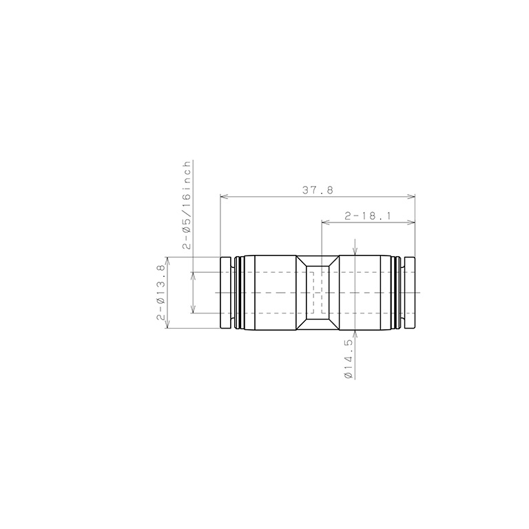 Đầu Nối Nhanh Khí Nén Dạng Thẳng Pisco PU5/16-C_drawing