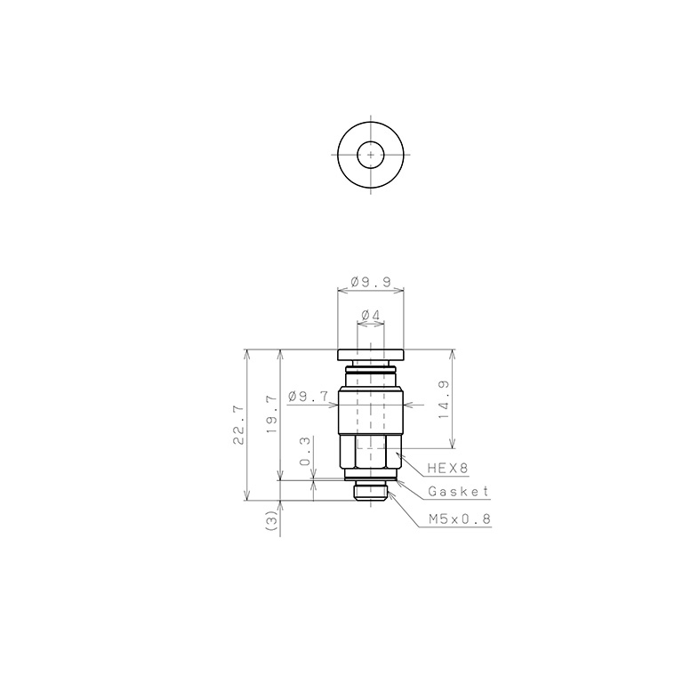 Đầu Nối Nhanh Khí Nén Dạng Thẳng Thân Lục Giác Ren Ngoài Pisco PC4-M50W-C_drawing