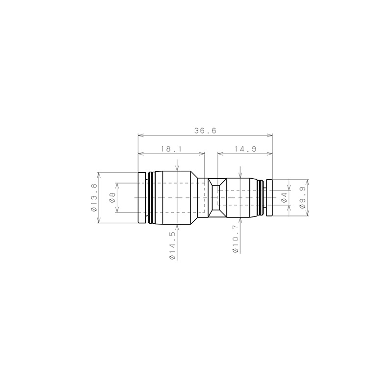 Đầu Nối Nhanh Khí Nén Dạng Nối Giẩm Pisco PG8-4W-C_drawing