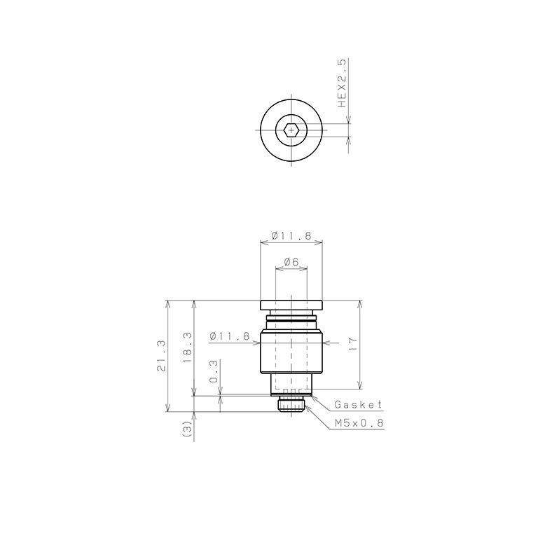 Đầu Nối Nhanh Khí Nén Dạng Thẳng Ren Ngoài Pisco POC6-M5-C_drawing