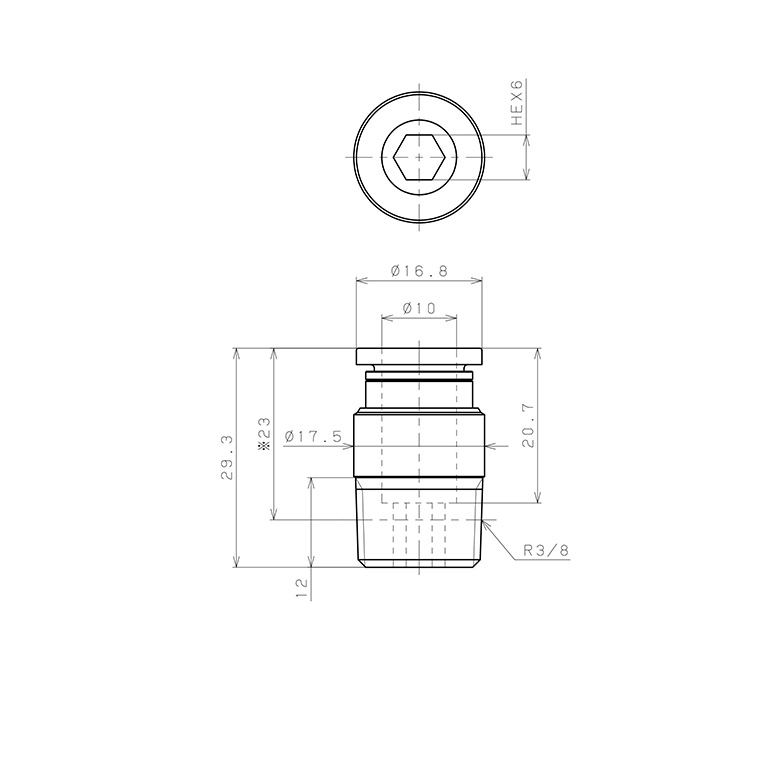 Đầu Nối Nhanh Khí Nén Dạng Thẳng Ren Ngoài Pisco POC10-03-C_drawing