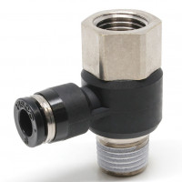 Đầu Nối Nhanh Khí Nén Cong 90° Đầu Lục Giác Trụ Ren Đực Cái Pisco PHF6-02-C