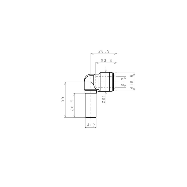 Đầu Nối Nhanh Khí Nén Giữa Ống Khí Và Fitting Dạng Cong 90° Pisco PLJ12W-C_drawing