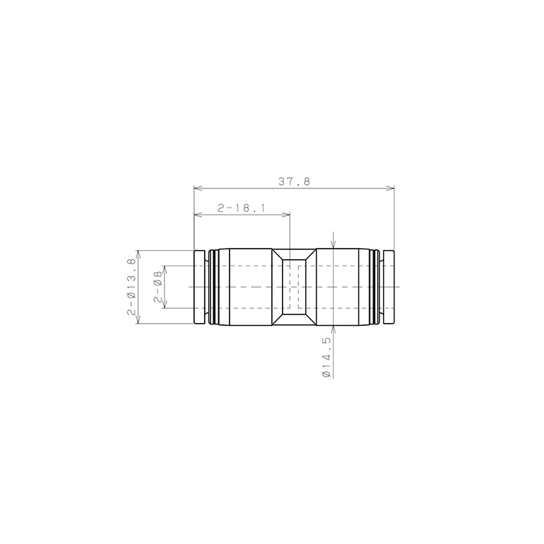 Đầu Nối Nhanh Khí Nén Dạng Thẳng Pisco PU8-C_drawing