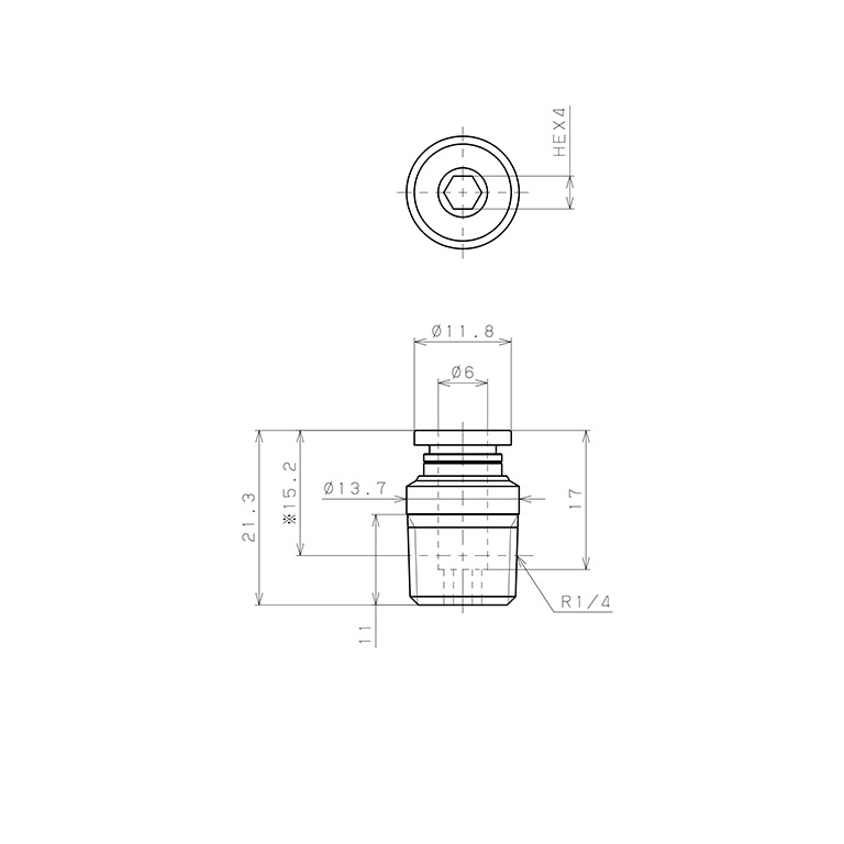 Đầu Nối Nhanh Khí Nén Dạng Thẳng Ren Ngoài Pisco POC6-02-C_drawing
