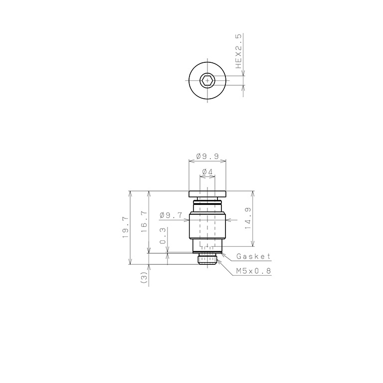 Đầu Nối Nhanh Khí Nén Dạng Thẳng Ren Ngoài Pisco POC4-M5W-C_drawing