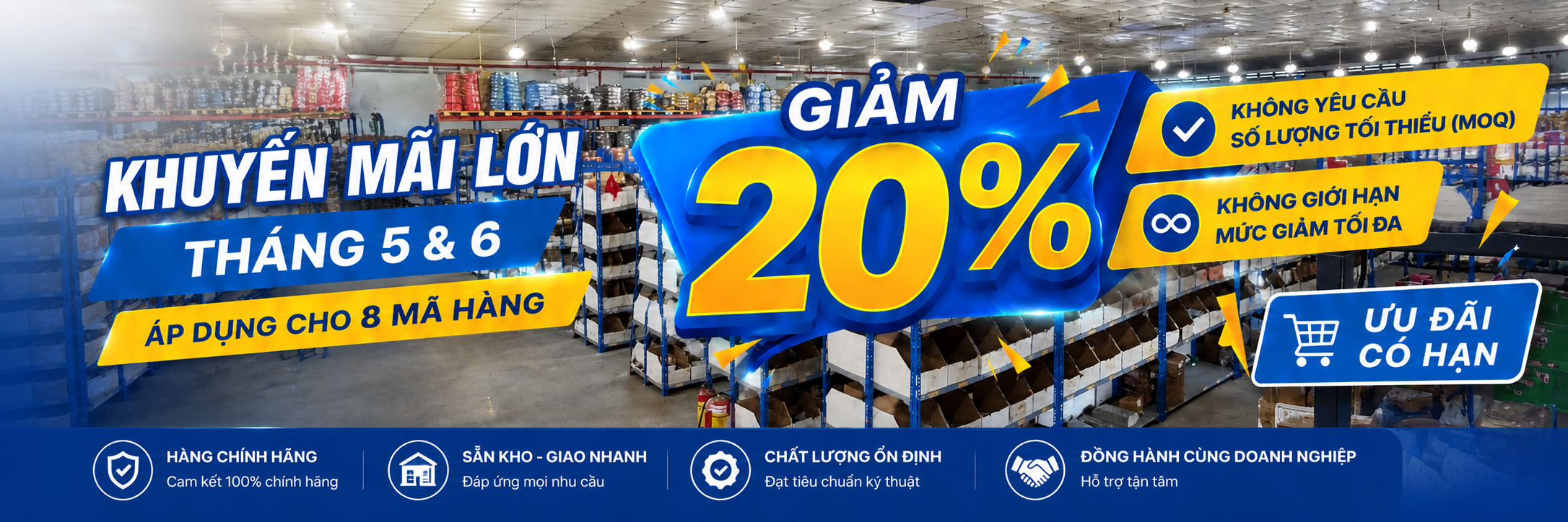 Khuyến mãi lớn tháng 5 & 6 - Giảm 20% cho 8 mã hàng tán DIN934 và DIN985