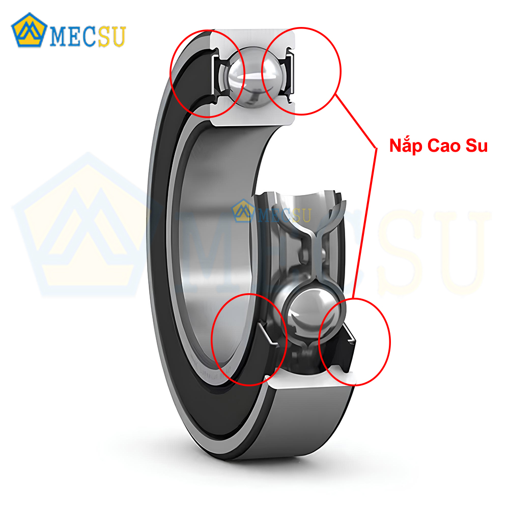 Ký hiệu "2RSH" - Phớt cao su NBR tiếp xúc hai bên: