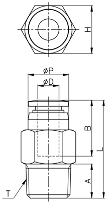 Bản vẽ kỹ thuật của Đầu Nối Nhanh Khí Nén CDC SPC 0601