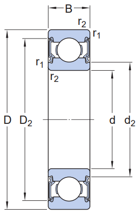 bản vẽ kỹ thuật chi tiết vòng bi SKF 608-2RSH